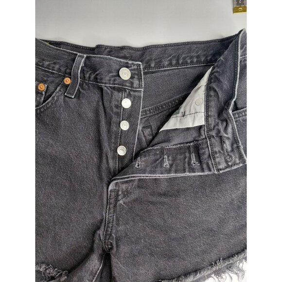 Levis 501 Gray Denim Cut-Off Shorts W29 Distressed Frayed Hem - Picture 9 of 9
